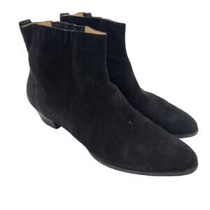 Salvatore Ferragamo Pull On Black Suede Ankle Booties Boots Size 9.5 AA